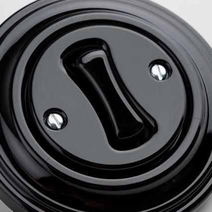 Kliklap - Retro krížový vypínač s rámčekom č. 7, čierny