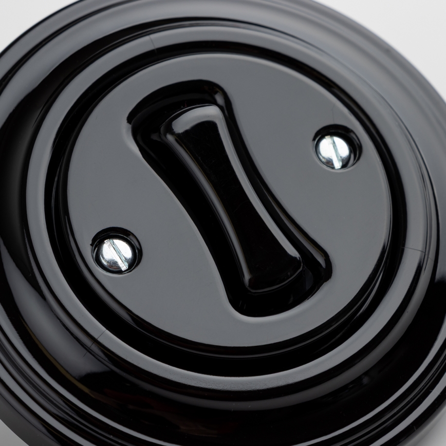 Kliklap - Retro krížový vypínač s rámčekom č. 7, čierny