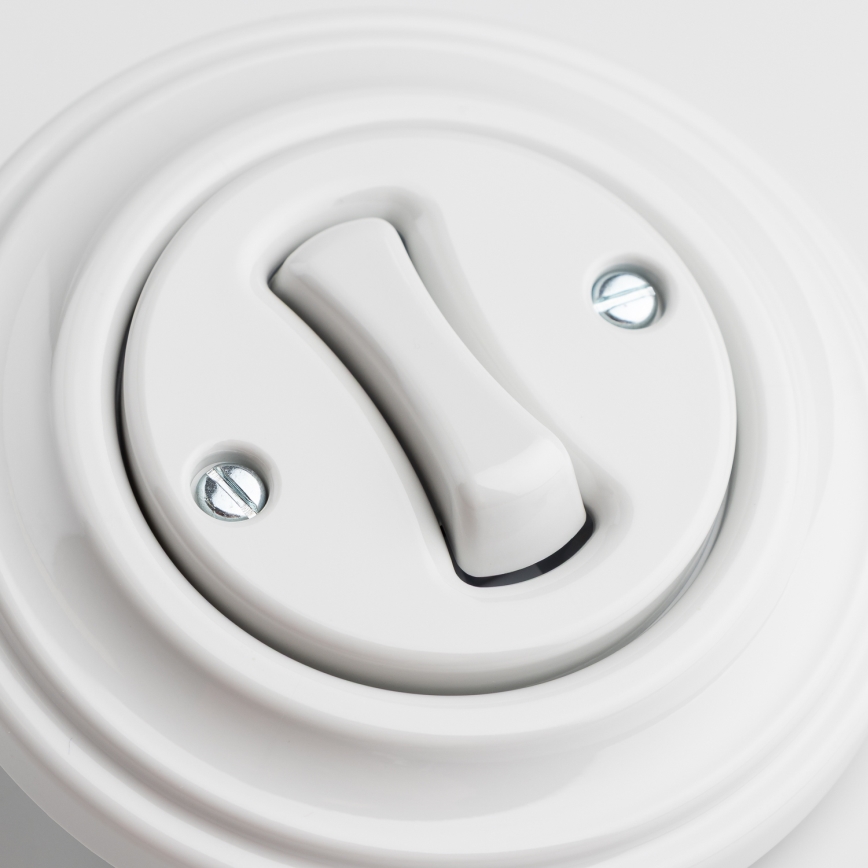 Kliklap - Retro krížový vypínač s rámčekom č. 7 snehovo biely