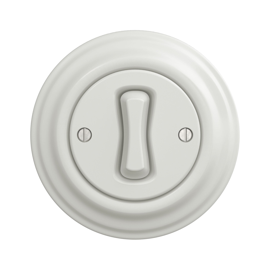 Kliklap - Retro krížový vypínač s rámikom č. 7 biely