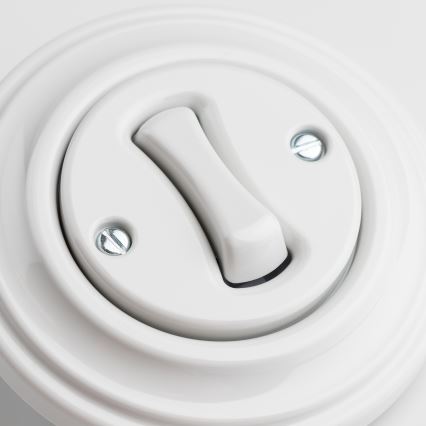 Kliklap - Retro schodiskový vypínač s rámčekom č. 6 snehovo biely