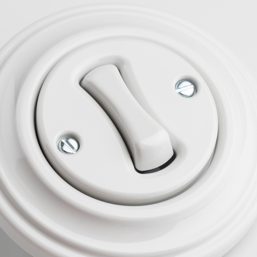 Kliklap - Retro schodiskový vypínač s rámčekom č. 6 snehovo biely