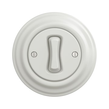 Kliklap - Retro schodiskový vypínač s rámikom č. 6 keramická biela