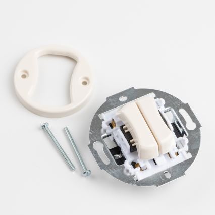 Kliklap - Retro sériový vypínač s rámčekom č. 5 béžový