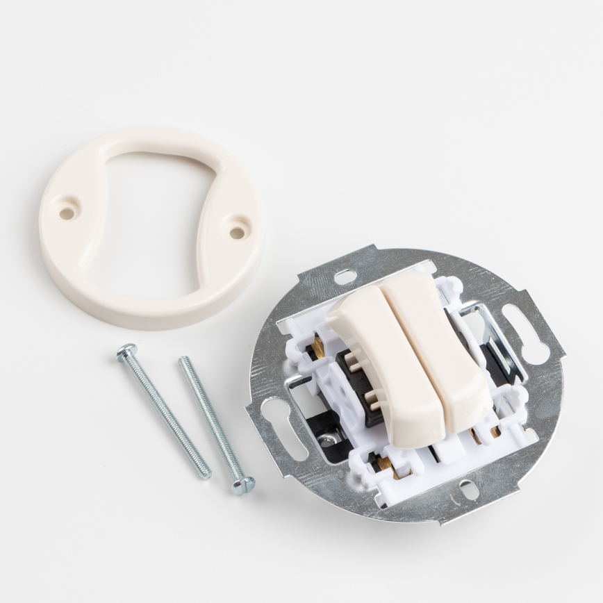 Kliklap - Retro sériový vypínač s rámčekom č. 5 béžový