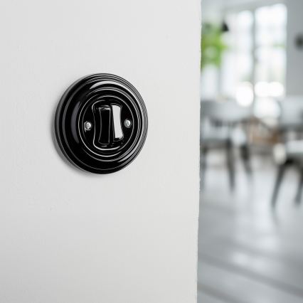 Kliklap - Retro sériový vypínač s rámikom č. 5 čierny