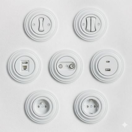 Kliklap - Retro tlačidlo so sniežno bielym rámikom