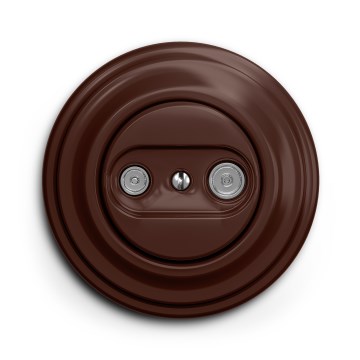Kliklap - Retro účastnícka zásuvka TV+R (koncová) s rámikom hnedá