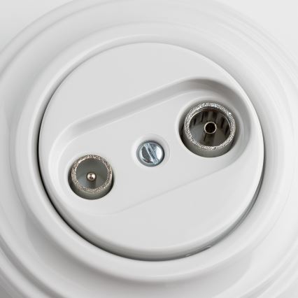 Kliklap - Retro účastnícka zásuvka TV+R (koncová) so snehovo bielym rámikom