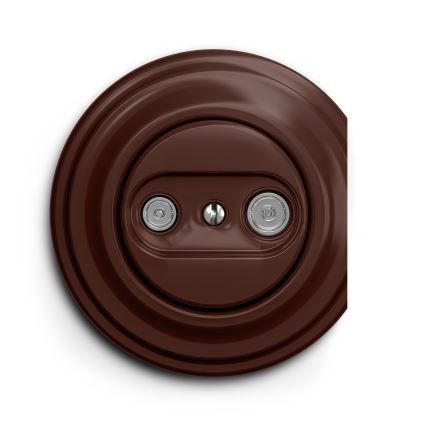 Kliklap - Retro účastnícka zásuvka TV+R (priebežná) hnedá