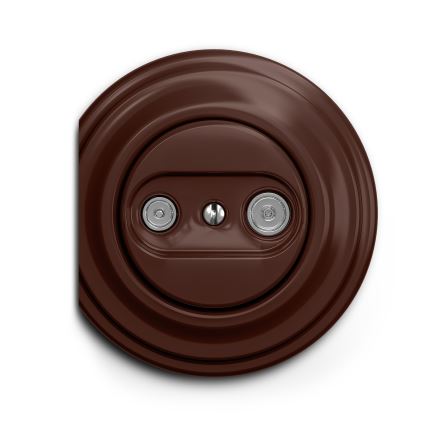 Kliklap - Retro účastnícka zásuvka TV+R (priebežná) hnedá