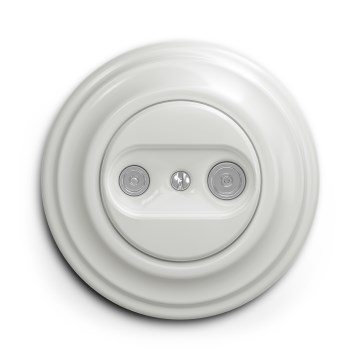 Kliklap - Retro účastnícka zásuvka TV+R (priebežná) s rámčekom, keramická biela