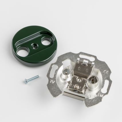 Kliklap - Retro účastnícka zásuvka TV+R (priebežná) s rámčekom zelená