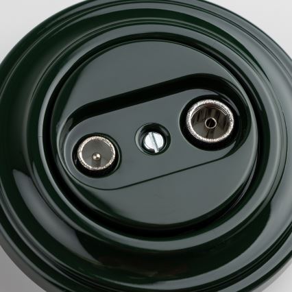 Kliklap - Retro účastnícka zásuvka TV+R (priebežná) s rámčekom zelená