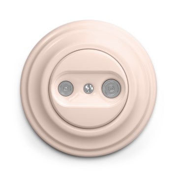 Kliklap - Retro účastnícka zásuvka TV+R (priebežná) s rámikom, staroružová