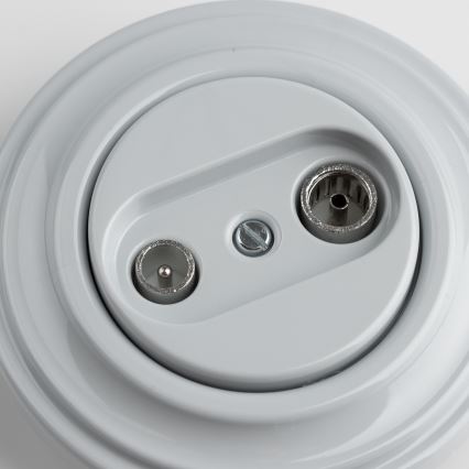 Kliklap - Retro účastnícka zásuvka TV+R (priebežná) so sivým rámikom