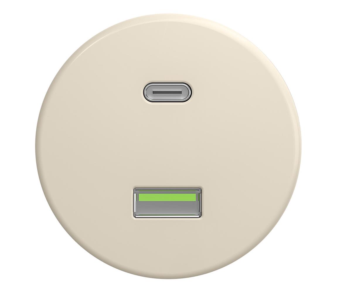 lap - Retro USB zásuvka A+C bez rámčeka béžová B/USB