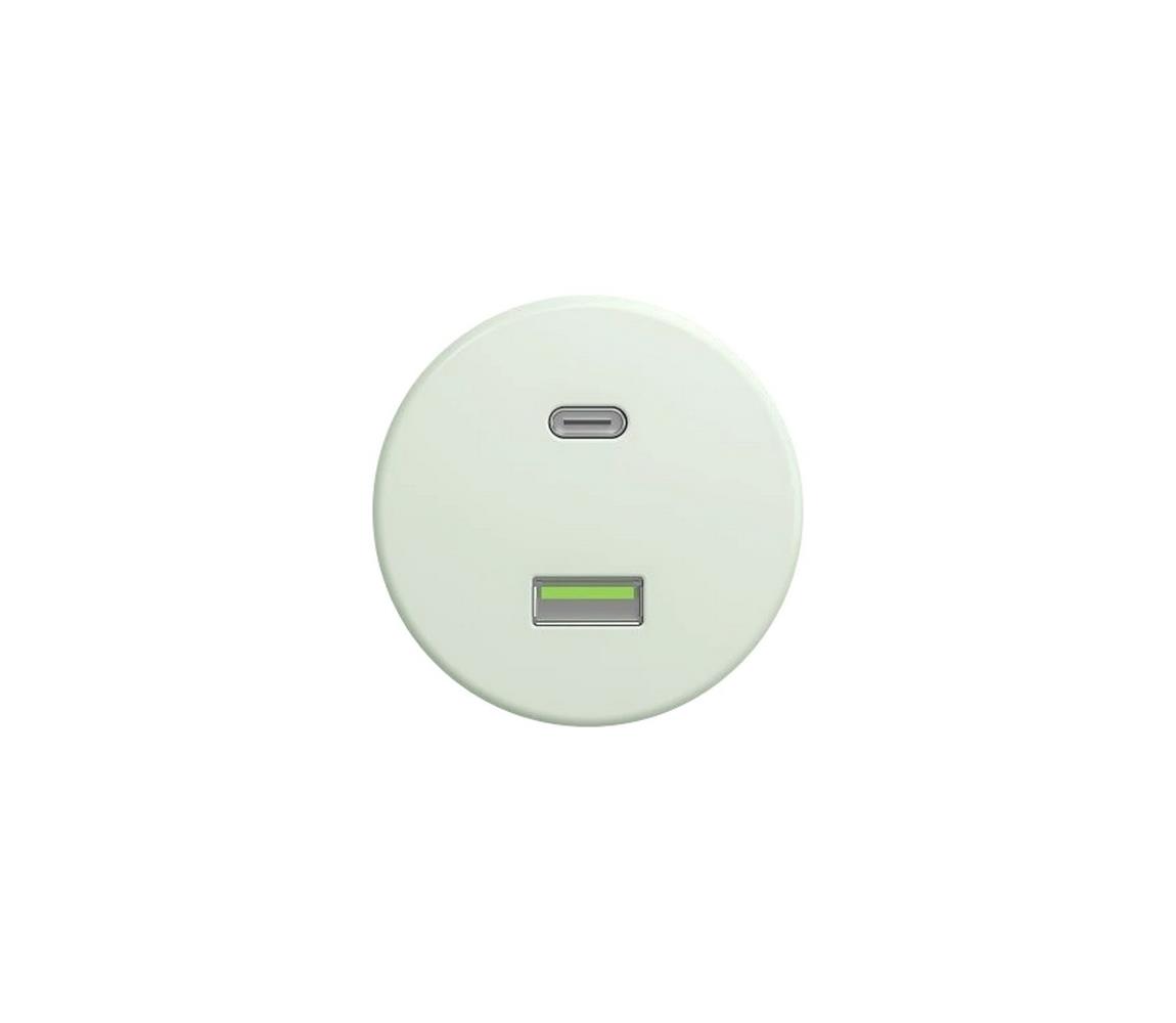 lap - Retro USB zásuvka A+C bez rámčeka mentolovo zelená MZ/USB