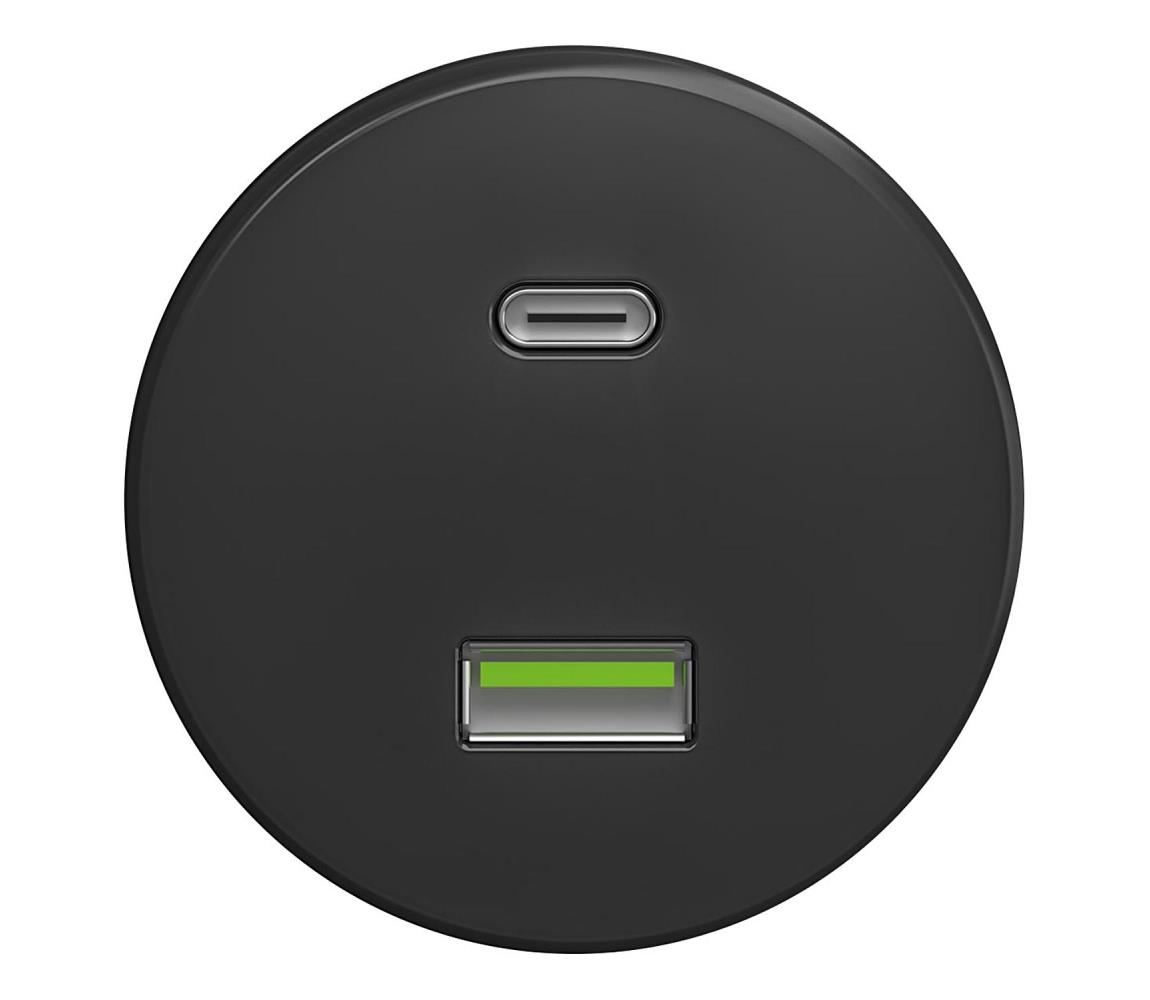 lap - Retro USB zásuvka A+C bez rámika antracit A/USB