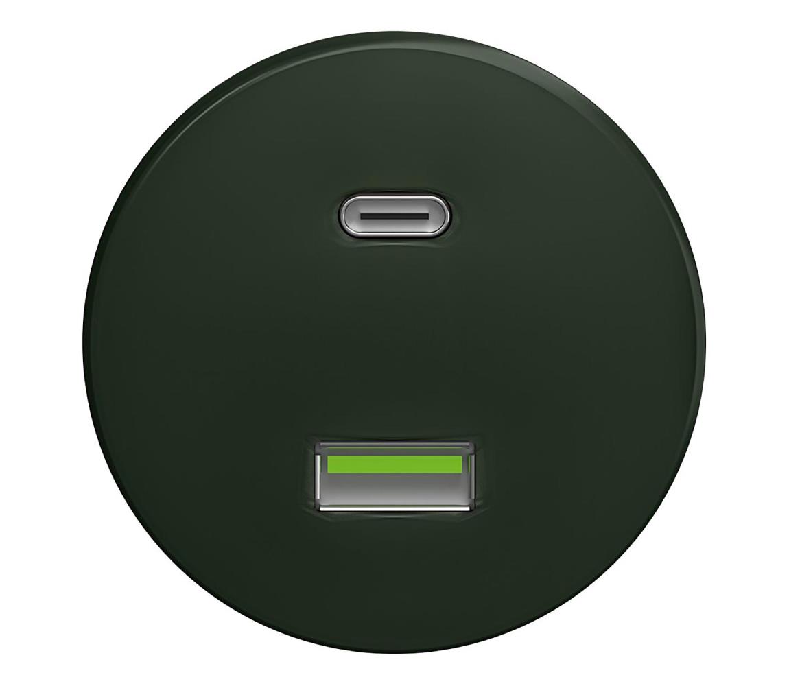 lap lap - Retro USB zásuvka A+C bez rámika zelená 