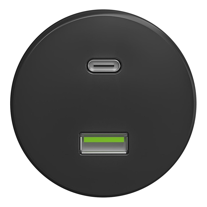Kliklap - Retro USB zásuvka A+C antracit