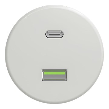 Kliklap - Retro USB zásuvka A+C bez rámčeka, keramická, biela