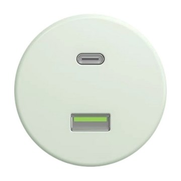 Kliklap - Retro USB zásuvka A+C bez rámčeka mentolovo zelená