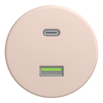 Kliklap - Retro USB zásuvka A+C bez rámčeka staroružová