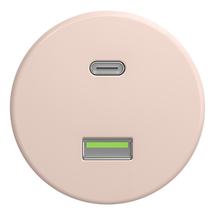 Kliklap - Retro USB zásuvka A+C bez rámčeka staroružová