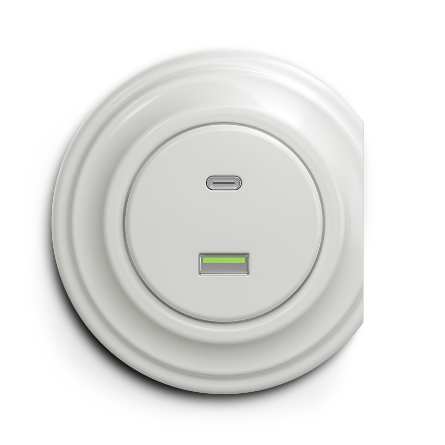 Kliklap - Retro USB zásuvka A+C biela