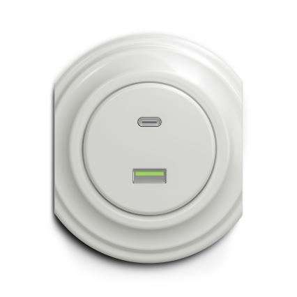 Kliklap - Retro USB zásuvka A+C biela