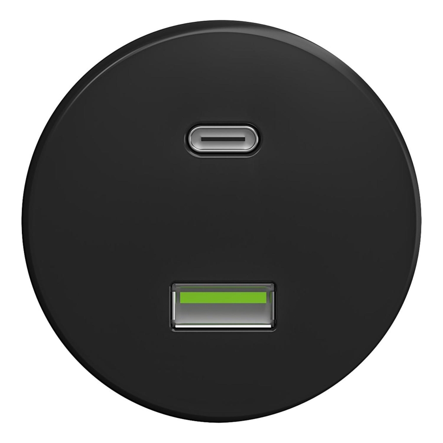 Kliklap - Retro USB zásuvka A+C čierna