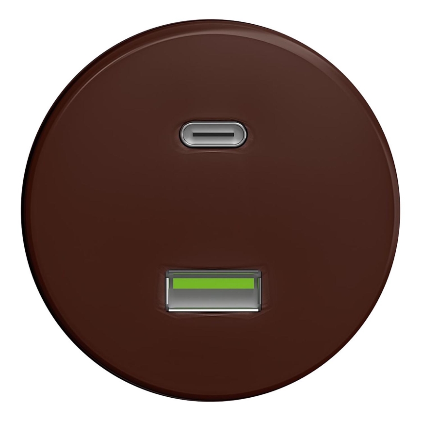 Kliklap - Retro USB zásuvka A+C hnedá