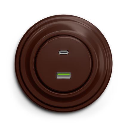Kliklap - Retro USB zásuvka A+C hnedá