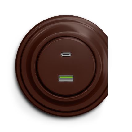 Kliklap - Retro USB zásuvka A+C hnedá