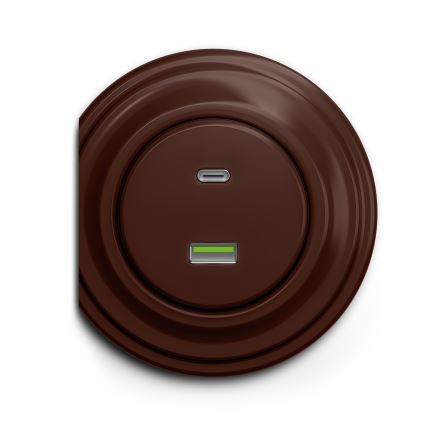 Kliklap - Retro USB zásuvka A+C hnedá