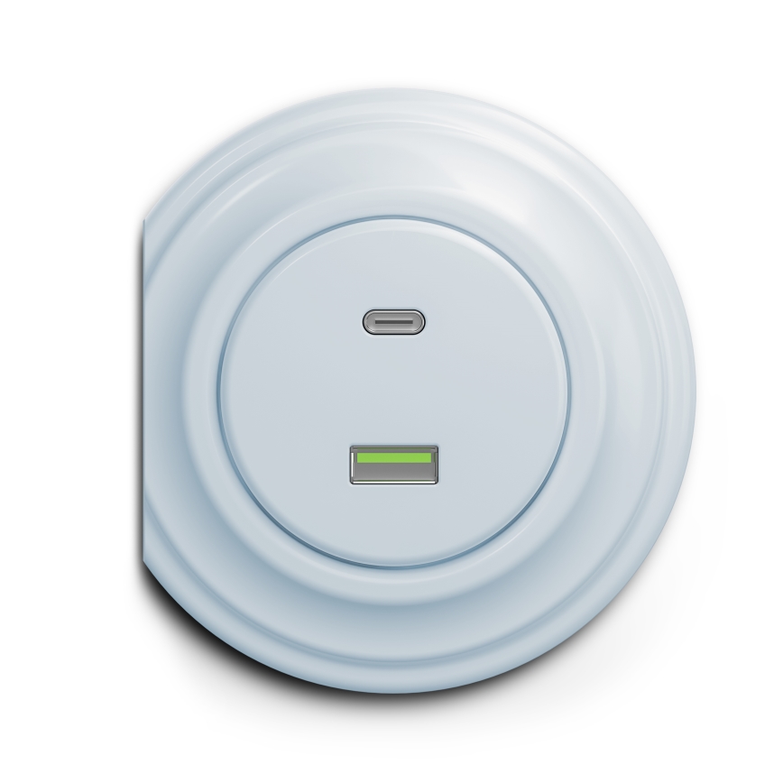 Kliklap - Retro USB zásuvka A+C modrá