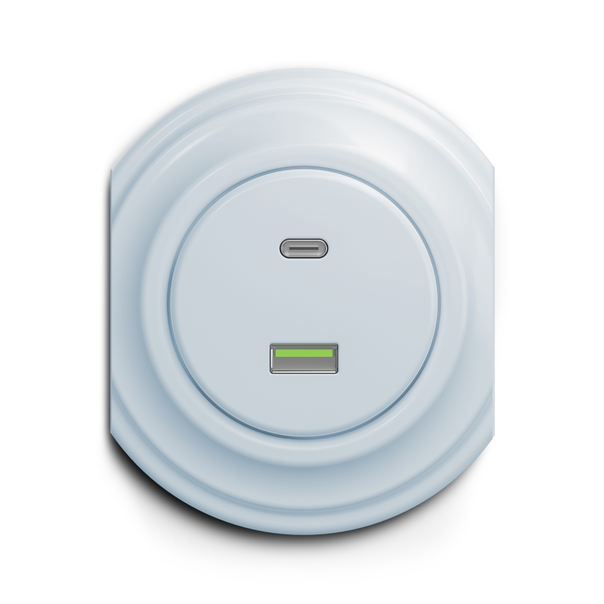 Kliklap - Retro USB zásuvka A+C modrá