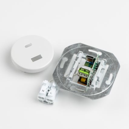 Kliklap - Retro USB zásuvka A+C s keramickým rámčekom, biela