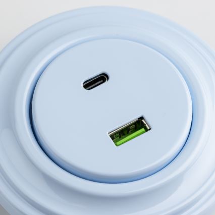 Kliklap - Retro USB zásuvka A+C s rámikom, modrá