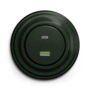 Kliklap - Retro USB zásuvka A+C s rámikom zelená