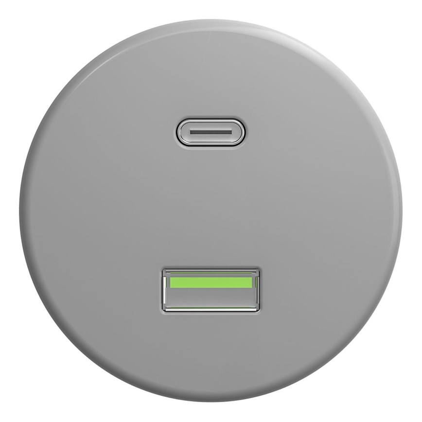 Kliklap - Retro USB zásuvka A+C šedá