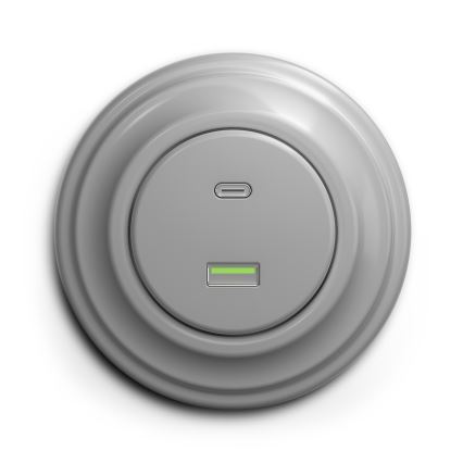 Kliklap - Retro USB zásuvka A+C šedá