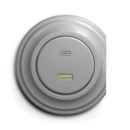 Kliklap - Retro USB zásuvka A+C šedá
