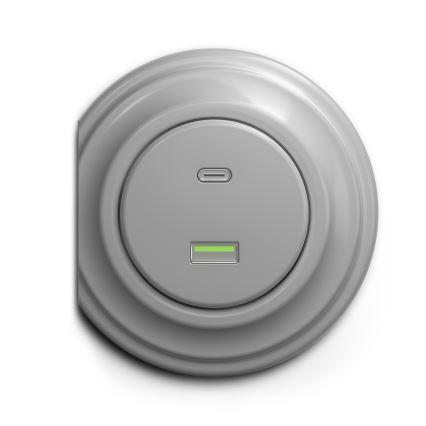 Kliklap - Retro USB zásuvka A+C šedá