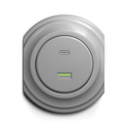 Kliklap - Retro USB zásuvka A+C šedá