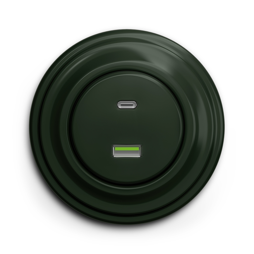 Kliklap - Retro USB zásuvka A+C zelená