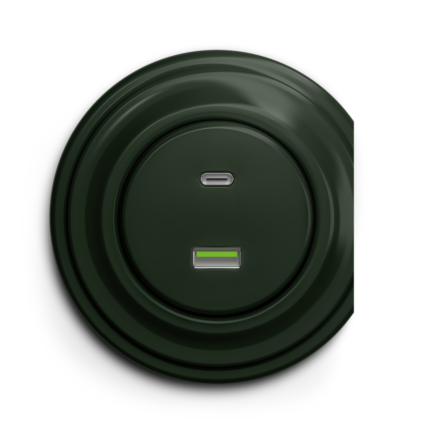 Kliklap - Retro USB zásuvka A+C zelená