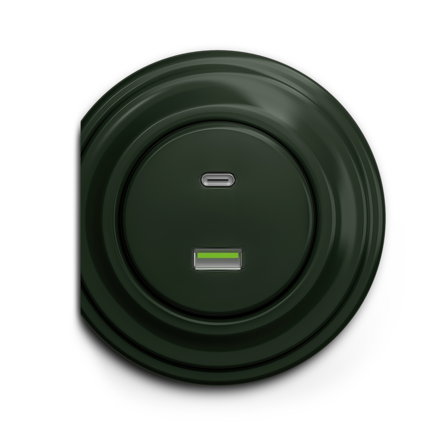 Kliklap - Retro USB zásuvka A+C zelená