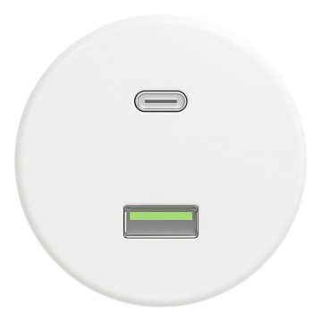 Kliklap - Retro USB zásuvka USB-A + USB-C bez rámčeka, snehovo biela
